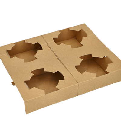 Product foto van Karton Draagtray bruin voor 4 soepbekers set van 25