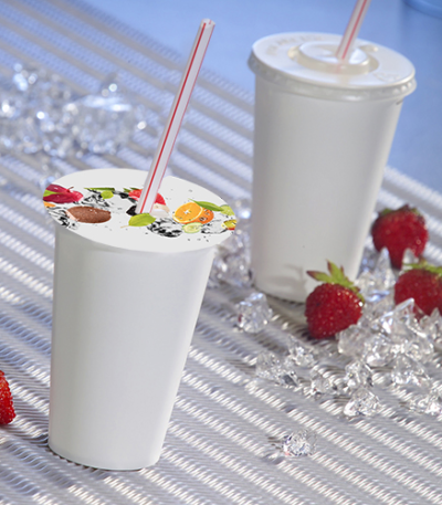 Product foto van Karton bekerafdekplaatjes rond 10cm Fruits set van 100