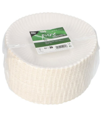 Product foto van Karton diepborden rond 22cm wit set van 100