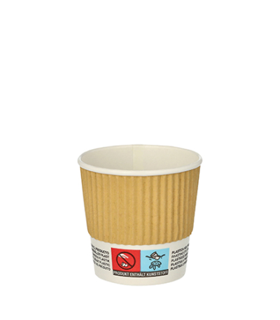 Product foto van Karton drinkbekers Ripple Wall 100ml wit set van 25