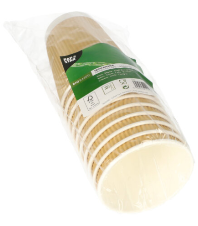 Product foto van Karton drinkbekers Ripple Wall 300ml wit set van 10