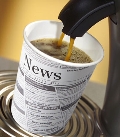 Product foto van Karton drinkbekers "To Go" 200ml "Newsprint"