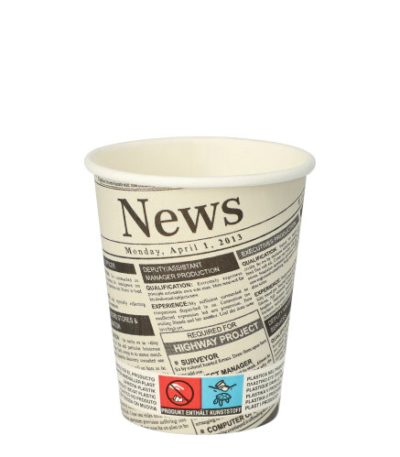 Product foto van Karton drinkbekers "To Go" 200ml "Newsprint"