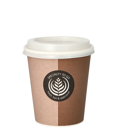 Product foto van Karton drinkbekers met deksels To Go 200ml wit set van 10