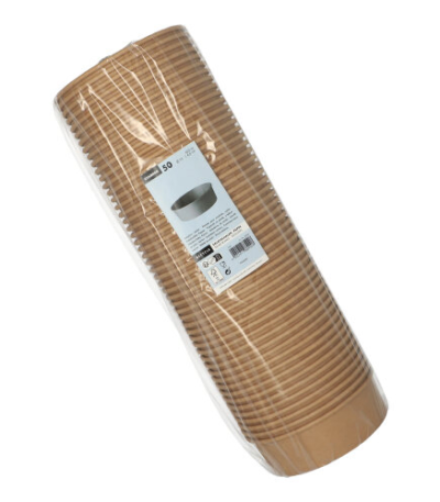 Product foto van Karton saladeschalen bruin set van 50 500ml