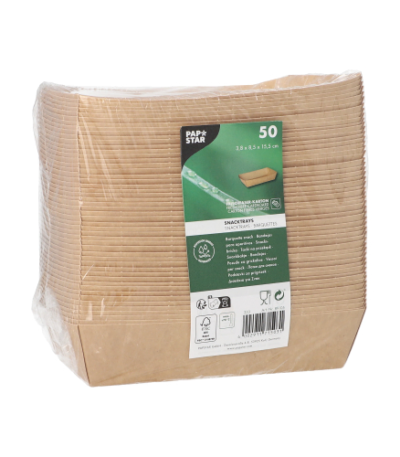 Product foto van Karton snackbakjes bruin set van 500