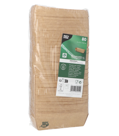 Product foto van Karton snackbakjes bruin set van 80 100% Fair