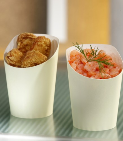 Product foto van Karton snackbekers beige To Go set van 75 160ml