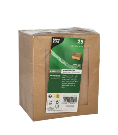 Product foto van Karton Sushi schalen bruin set van 25