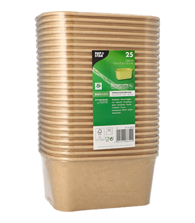 Product foto van Karton verpakkingsbekers bruin 1000ml set van 25