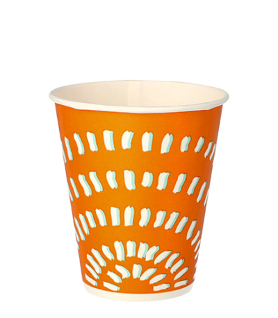 Product foto van Kartonnen drinkbekers oranje set van 100 250ml