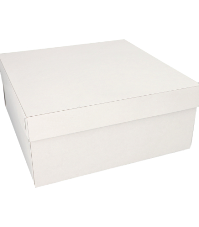 Product foto van Kartonnen gebaksdozen met deksel wit set van 10