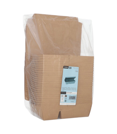 Product foto van Kartonnen lunchboxen 2-vaks bruin set van 25