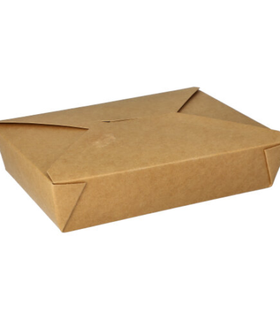 Product foto van Kartonnen lunchboxen bruin 1500ml set van 50