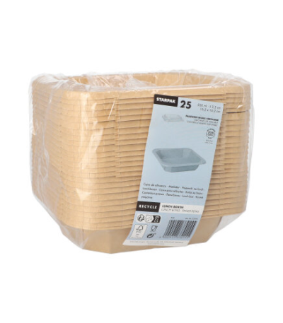 Product foto van Kartonnen lunchboxen bruin set van 25 500ml