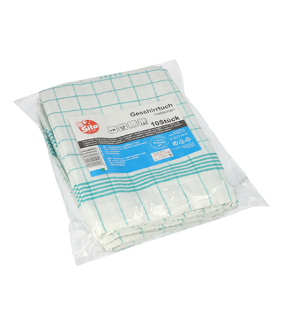 Product foto van Katoenen theedoeken wit/blauw set van 10 Baumwolle