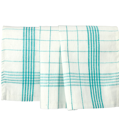 Product foto van Katoenen theedoeken wit/blauw set van 10 Baumwolle