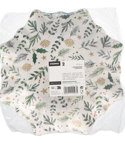 Product foto van Keramische bordjes kerst assorti designs 28cm set van 2