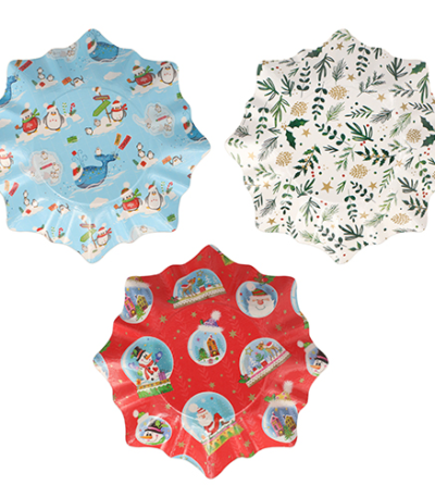 Product foto van Keramische bordjes kerst assorti designs 28cm set van 2