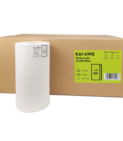 Product foto van Keukenrollen 3-laags 100 vellen wit set van 12 KAI-UWE