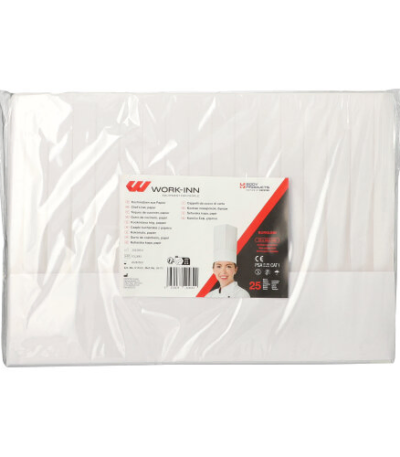 Product foto van Koksmuts papier wit verstelbaar set van 25 "WORK-INN/-PS" Burgund