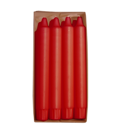 Product foto van Kroonkaarsen stearine rood set van 8 20cm