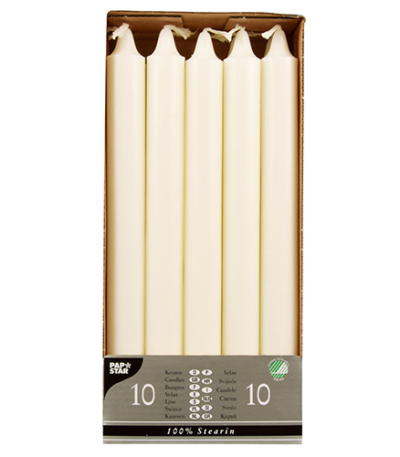 Product foto van Kroonkaarsen stearine wit set van 10 24cm