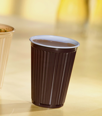 Product foto van Kunststof beker automaatbekers bruin/wit set van 100