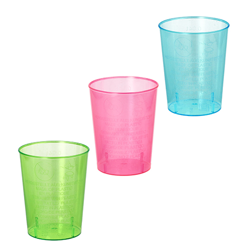 Product foto van Kunststof borrelglazen assorti kleuren set van 40