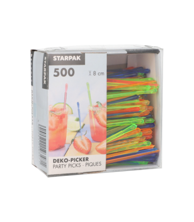 Product foto van Kunststof decoprikkers assorti kleuren set van 500 Drop