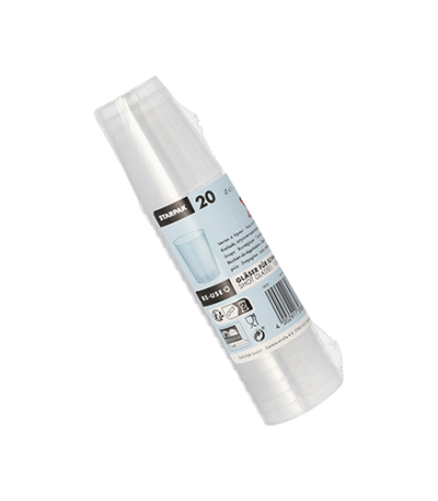 Product foto van Kunststof drinkbekers PP 4cl onbreekbaar set van 20