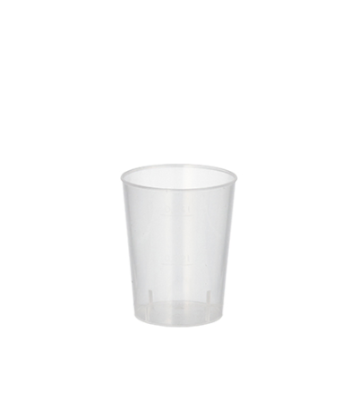 Product foto van Kunststof drinkbekers PP 4cl onbreekbaar set van 20