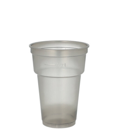 Product foto van Kunststof drinkbekers grijs set van 50 200ml