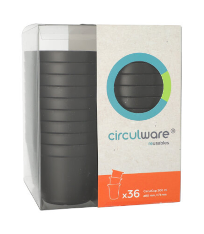 Product foto van Kunststof drinkbekers herbruikbaar zwart set van 36 Circulware by Haval