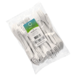 Product foto van Kunststof herbruikbare vorken wit set van 50 Haval Circulware extra stevig