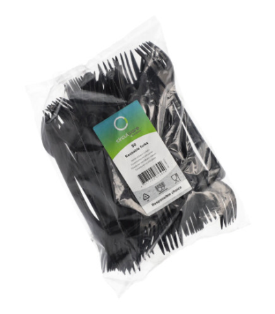 Product foto van Kunststof herbruikbare vorken zwart extra stevig set van 50 Circulware by Haval