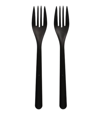 Product foto van Kunststof herbruikbare vorken zwart extra stevig set van 50 Circulware by Haval