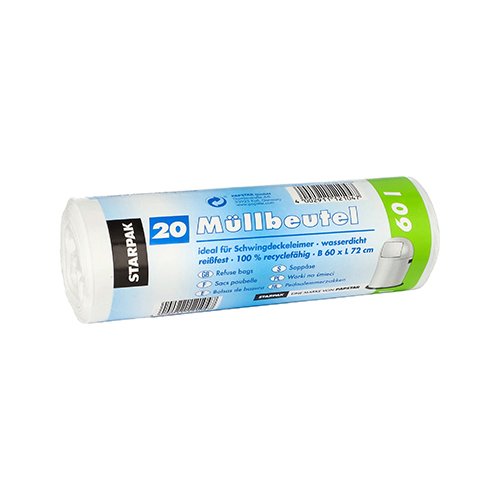 Product foto van LDPE Pedaalemmerzakken wit 60l set van 20