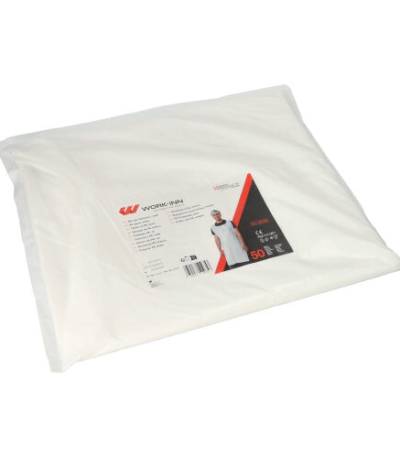 Product foto van LDPE schorten wit 130x75 cm set van 50 WORK-INN