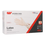 Product foto van Latex handschoenen gepoederd wit Maat S set van 100 WORK-INN