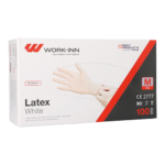 Product foto van Latex handschoenen gepoederd wit natuur set van 100 WORK-INN