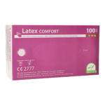 Product foto van Latex handschoenen poedervrij Comfort wit/natuur Maat XL set van 100