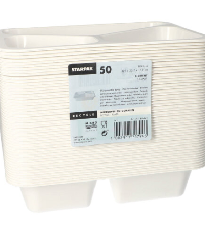 Product foto van Magnetronschalen PP wit 3-vaks set van 50 1095ml