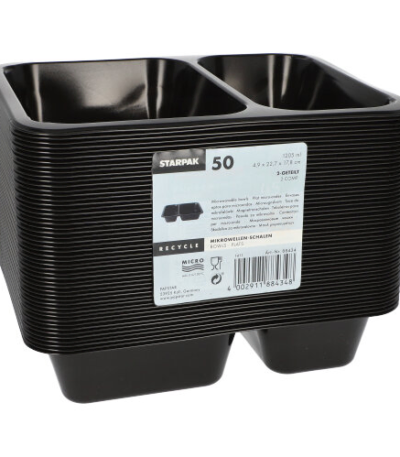 Product foto van Magnetronschalen PP zwart set van 50 1200ml