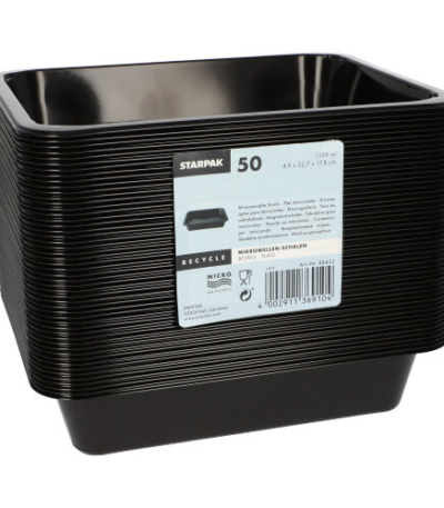 Product foto van Magnetronschalen PP zwart set van 50 1330ml