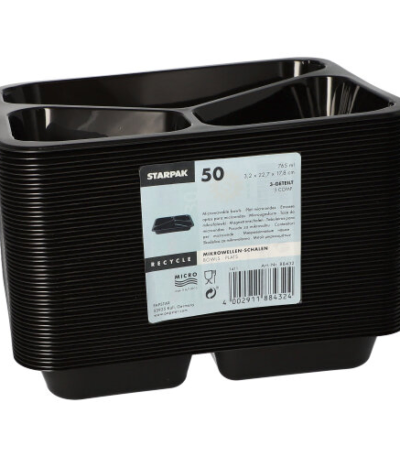 Product foto van Magnetronschalen PP zwart set van 50 765ml