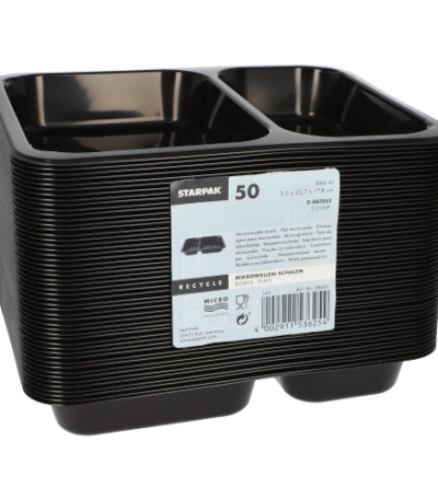 Product foto van Magnetronschalen PP zwart set van 50 866ml