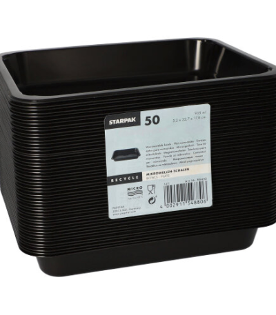 Product foto van Magnetronschalen PP zwart set van 50 935ml