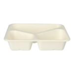 Product foto van Menubakjes suikerriet met PLA coating 3-vaks 1000ml set van 50