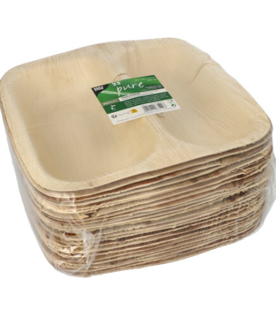 Product foto van Menubakken Palmblad 2-vaks 700ml hoekig set van 25